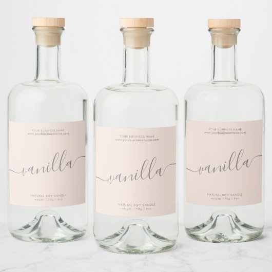 Moderne blauwe roze-scriptkaarsetiket likeurfles etiket (Flessen)