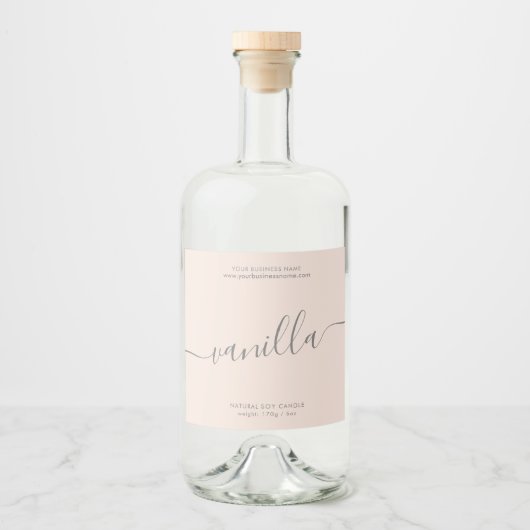 Moderne blauwe roze-scriptkaarsetiket likeurfles etiket (Voorkant)