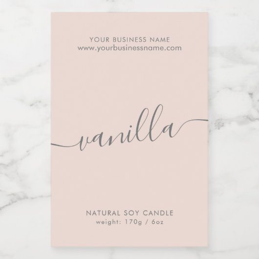 Moderne blauwe roze-scriptkaarsetiket voedselcontainer etiket (Enkel label)