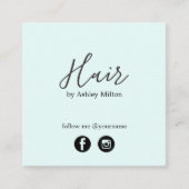 Moderne blauwe roze sociale media volgen me vierkante visitekaartje (Voorkant)