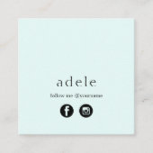 Moderne blauwe roze sociale media volgen me vierkante visitekaartje (Voorkant)
