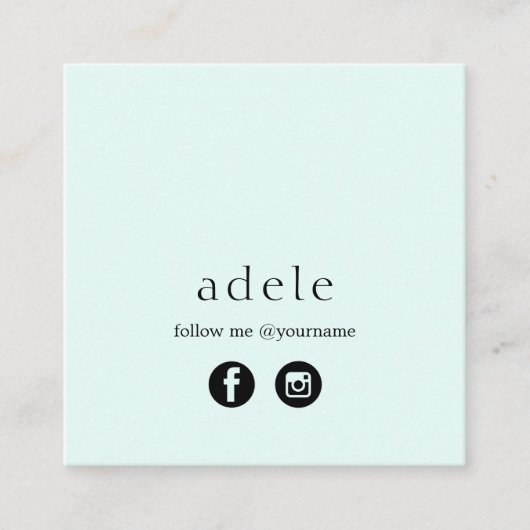 Moderne blauwe roze sociale media volgen me vierkante visitekaartje (Voorkant)