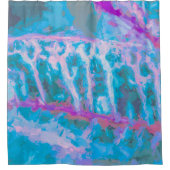 Moderne blauwe roze witte Abstracte Waterverf Douchegordijn (Voorkant)