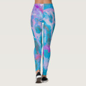 Moderne blauwe roze witte Abstracte Waterverf Leggings (Achterkant)