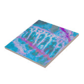 Moderne blauwe roze witte Abstracte Waterverf Tegeltje (Zijkant)