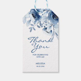 Moderne Blauwe Rozen Bloemengroen 60ste Verjaardag Cadeaulabel