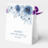 Moderne Blauwe Rozen Bloemengroen dank u Bedankdoosjes (Achterkant)