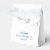 Moderne Blauwe Rozen Bloemengroen Verjaardag Bedankdoosjes (Voorkant Zijde)