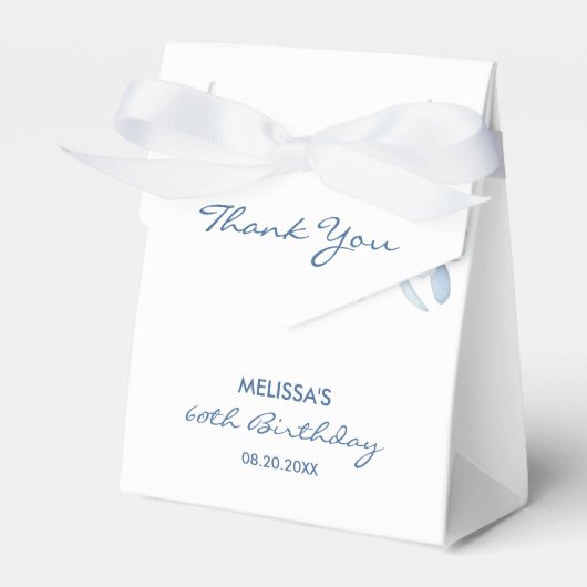 Moderne Blauwe Rozen Bloemengroen Verjaardag Bedankdoosjes (Voorkant Zijde)