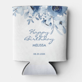 Moderne Blauwe Rozen Bloemengroen Verjaardag Blikjeskoeler