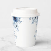 Moderne Blauwe Rozen Bloemengroen Verjaardag Papieren Bekers (Links)