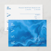 Moderne Blauwe RSVP bruiloft Kaartje (Voorkant / Achterkant)