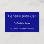 Moderne Blauwe RSVP Huwelijkswebsite QR Code Informatiekaartje (Achterkant)