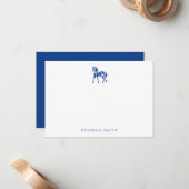 Moderne blauwe ruiterpaard gepersonaliseerde naam notitiekaartje (Voorkant / Achterkant in situ)
