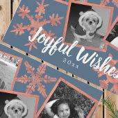 Moderne Blauwe Rustieke Sneeuwvlok Collage 3 Foto Briefkaart