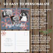 Moderne Blauwe Rustieke Sneeuwvlok Collage 3 Foto Briefkaart