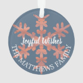 Moderne Blauwe Rustieke Sneeuwvlok Jaar Uw Foto Ornament (achterkant)