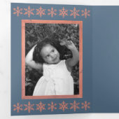 Moderne Blauwe Rustieke Snowflake Collage 5 Foto Drieluik Wenskaart (Binnenzijde eerst)