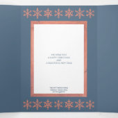 Moderne Blauwe Rustieke Snowflake Collage 5 Foto Drieluik Wenskaart (Binnenkant midden)