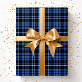 Moderne Blauwe Rutpatroon Cadeaupapier