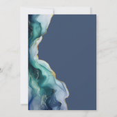 Moderne Blauwe Saffier Marmer Afstudeerfeest Kaart (Achterkant)