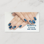 Moderne Blauwe schoonheid manicure kunstenaar nage Visitekaartje (Voorkant)