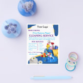 Moderne Blauwe Schoonmaakdienst voor Thuis Bewerkb Flyer (Enkel)