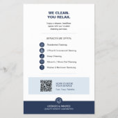Moderne Blauwe Schoonmaakdiensten met QR Flyer (Achterkant)