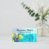 Moderne blauwe schoonmaakservice Huishouding Visitekaartje (Staand voorkant)