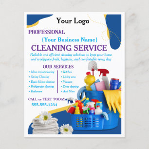 Moderne Blauwe Schoonmaakservice voor Thuis Bewerk Flyer