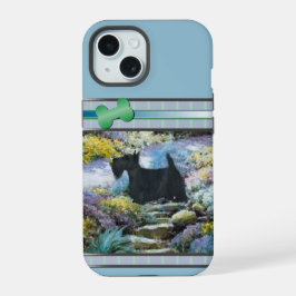 Moderne Blauwe Schotse Terriër Hondenkunst iPhone 15 Case