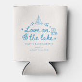 Moderne Blauwe Script "Liefde op het Meer" Meisjes Blikjeskoeler (Voorkant)