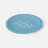 Moderne Blauwe Script Meer Meisjes Bruiloftsfeest Papieren Bordje (Gekanteld)