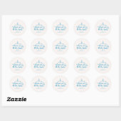 Moderne Blauwe Script Meer Meisjesuitje Ronde Sticker (Vel)