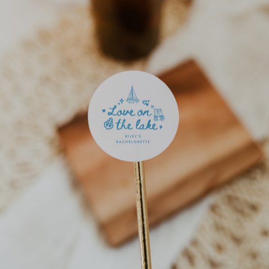 Moderne Blauwe Script Meer Meisjesuitje Ronde Sticker
