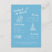 Moderne Blauwe Script Meisjesuitje Weekend Details Informatiekaartje (Voorkant)