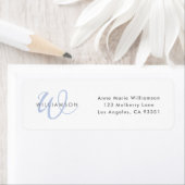 Moderne Blauwe Script Monogram Etiket (Insitu)