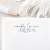 Moderne Blauwe Script Monogram Etiket (Insitu)