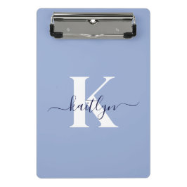 Moderne Blauwe Script Monogram Mini Klembord