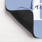 Moderne Blauwe Script Monogram Muismat (Hoek)