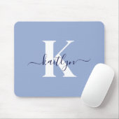 Moderne Blauwe Script Monogram Muismat (Met muis)
