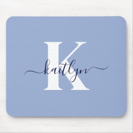 Moderne Blauwe Script Monogram Muismat