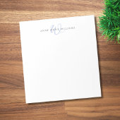 Moderne Blauwe Script Monogram Notitieblok