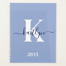 Moderne Blauwe Script Monogram Planner