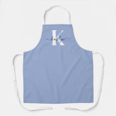 Moderne Blauwe Script Monogram Schort (Voorkant)
