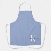 Moderne Blauwe Script Monogram Schort (Voorkant)