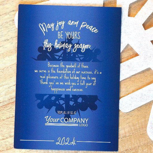 Moderne Blauwe Sneeuwvlok Zakelijke Feestdagen met Kaart