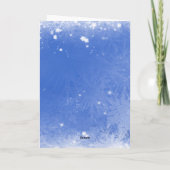 Moderne Blauwe Sneeuwvlokken Familiefoto Kerstmis Kaart (Achterkant)