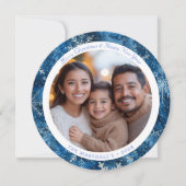 Moderne Blauwe  Sneeuwvlokken Kerst Kaart (Voorkant)