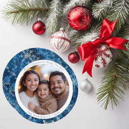 Moderne Blauwe  Sneeuwvlokken Kerst Kaart